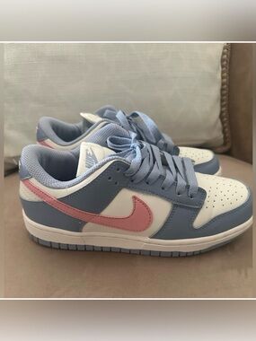 Nike Dunk Low Pastel Blue with Pink Swoosh